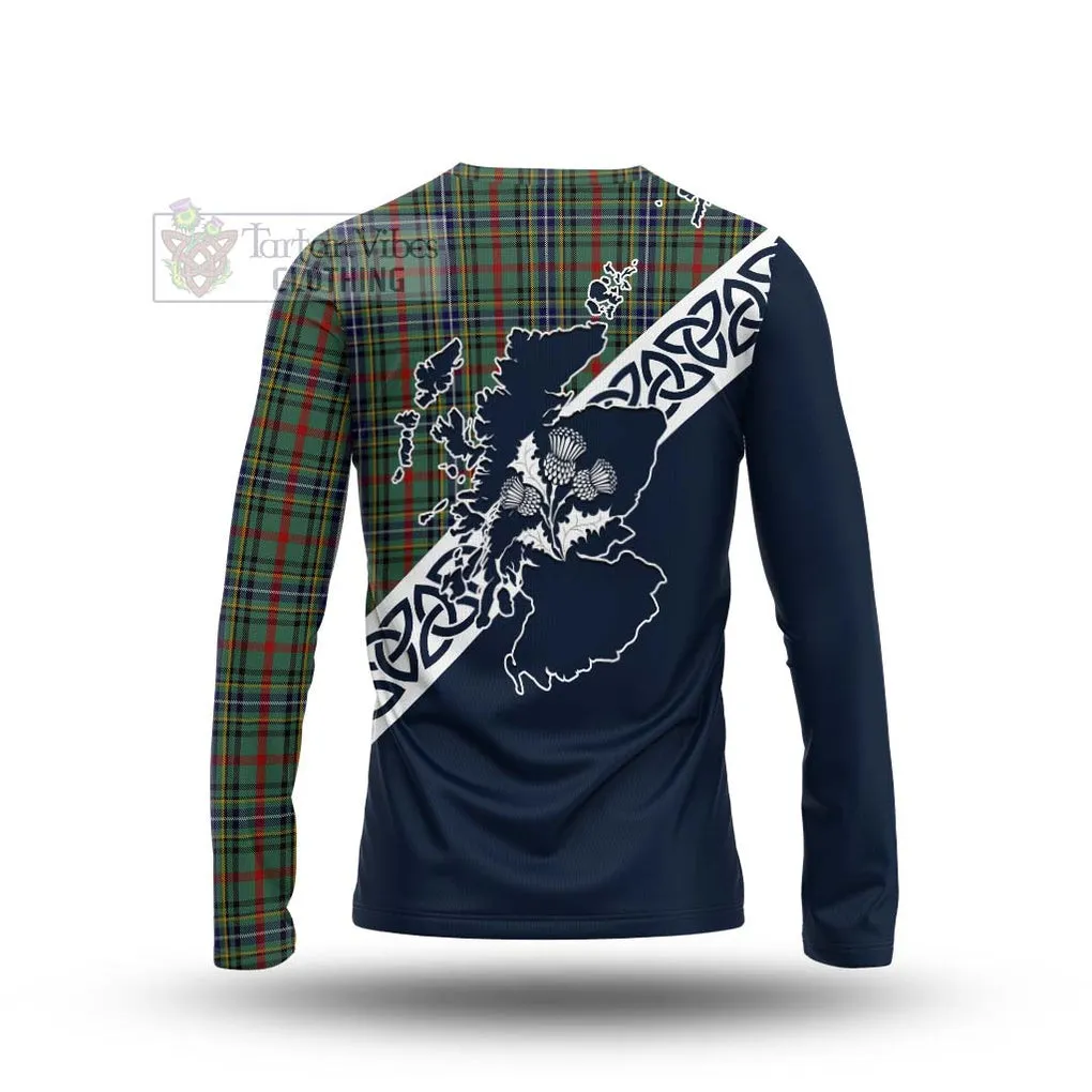 Bisset Tartan Long Sleeve T-Shirt Featuring Thistle and Scotland Map