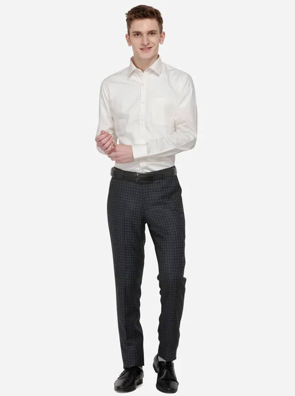 Black & Grey Checked Slim Fit Formal Trouser | JB Studio