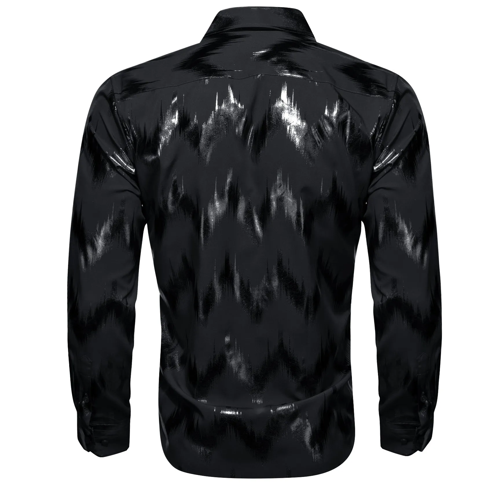 Black Bronzing Printing Novelty Men's Long Sleeve Shirt