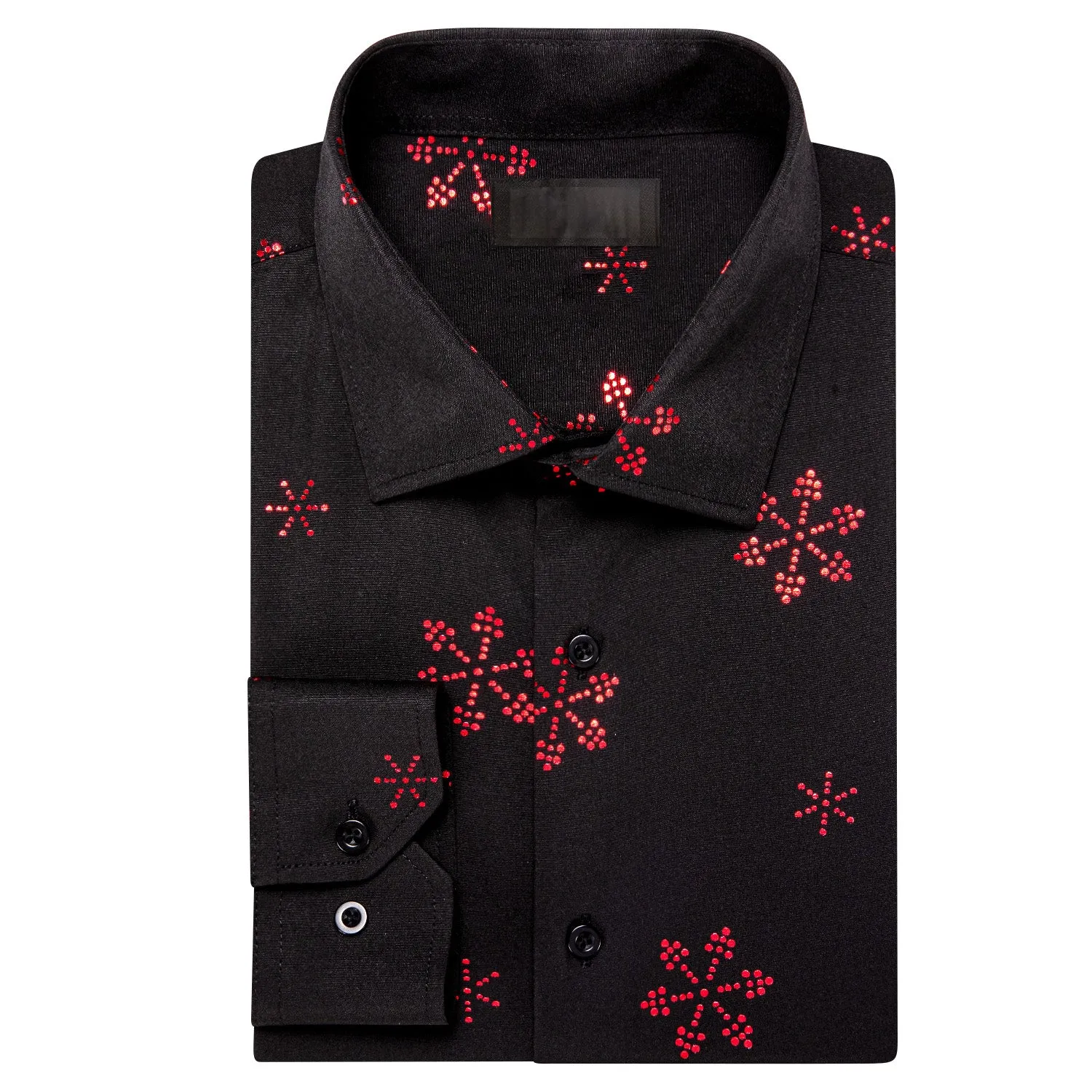 Black Christmas Red Snow Novelty Men's Long Sleeve Shirt