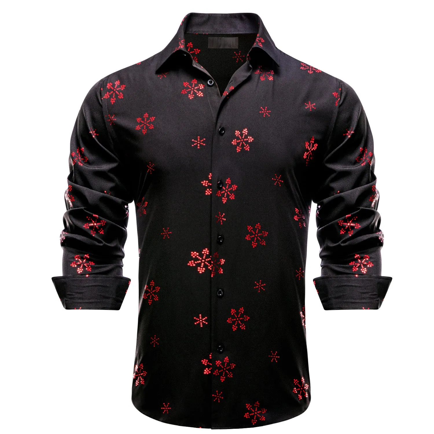 Black Christmas Red Snow Novelty Men's Long Sleeve Shirt