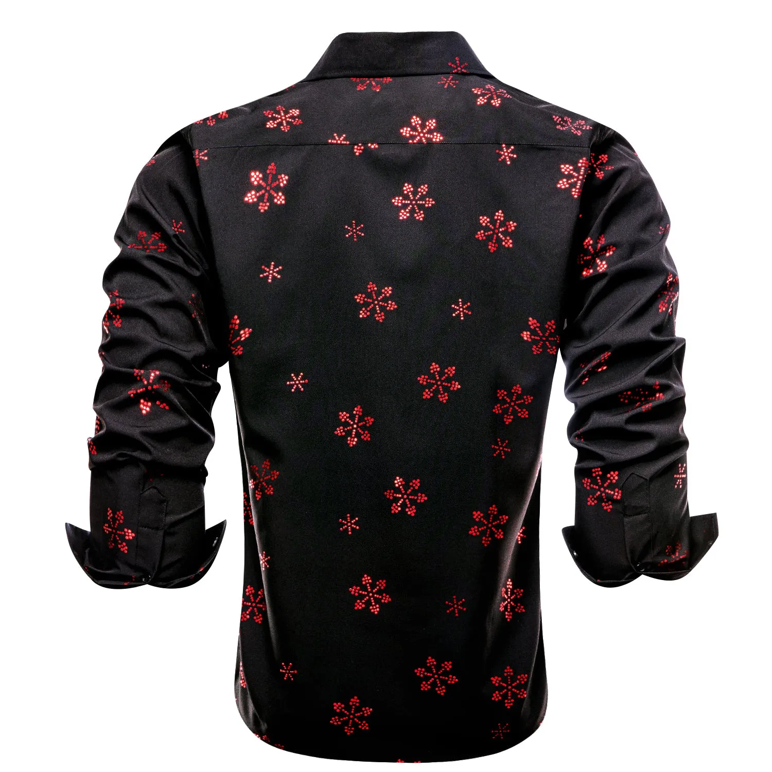 Black Christmas Red Snow Novelty Men's Long Sleeve Shirt