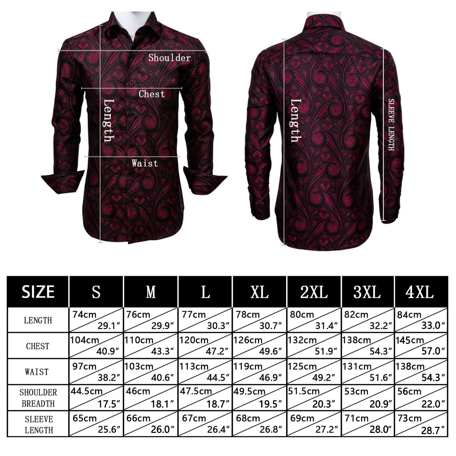 Black Floral Satin Silk Men's Long Sleeve Shirt