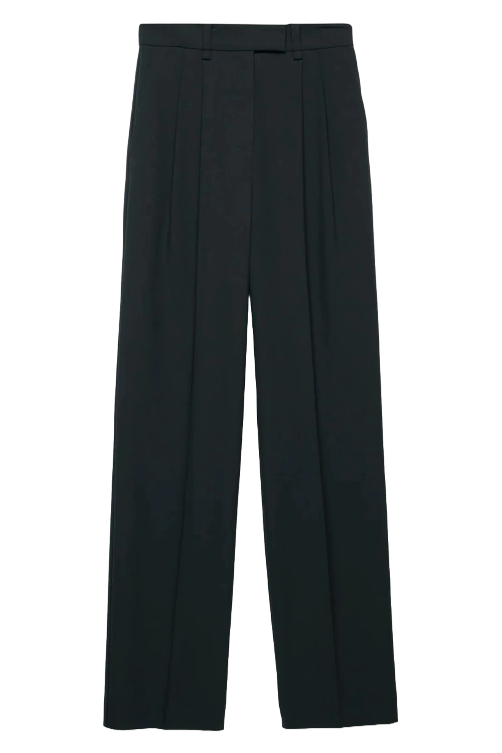 Black Tapered Pleated Trousers