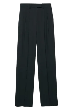 Black Tapered Pleated Trousers