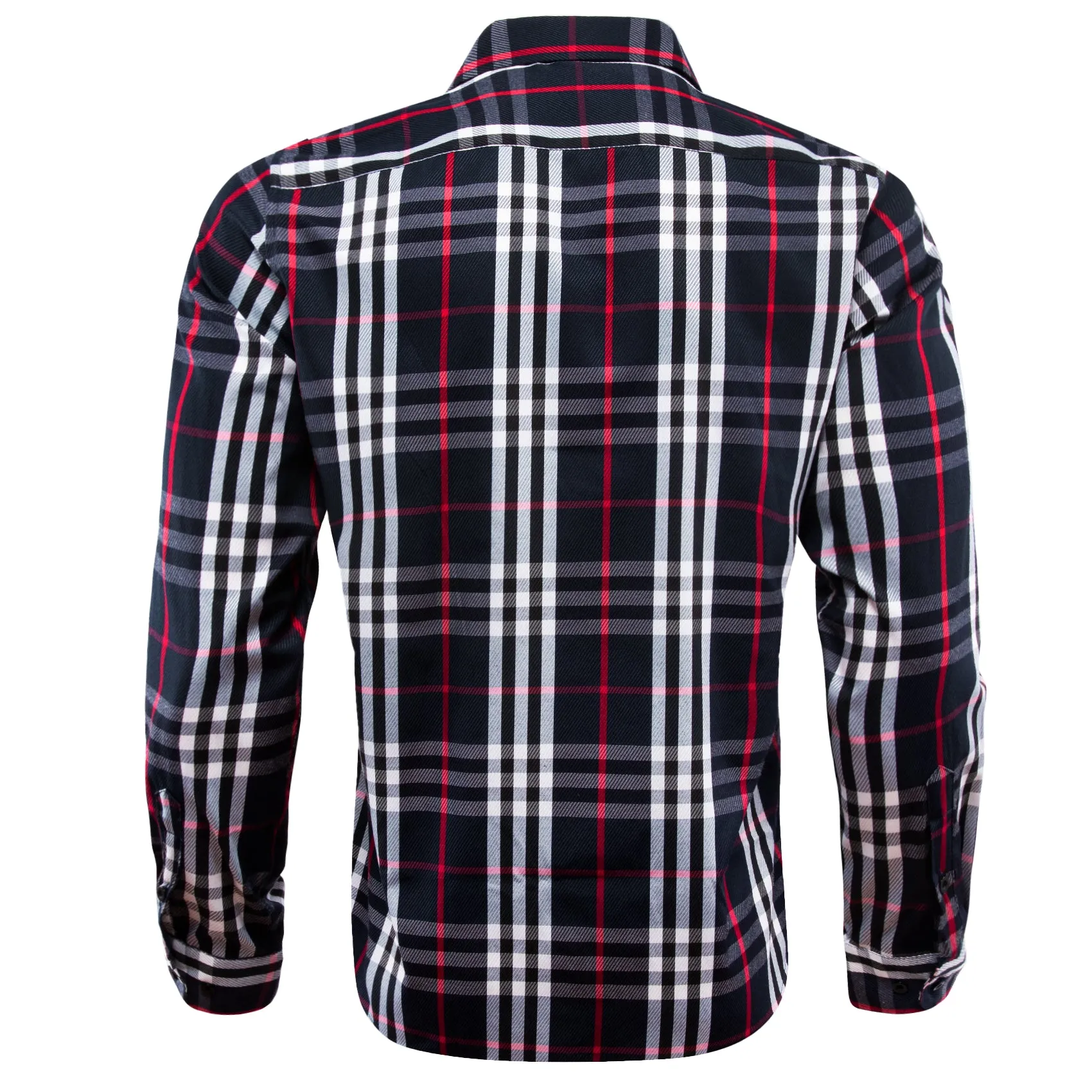 Black White Plaid Men's Long Sleeve Work Shirt