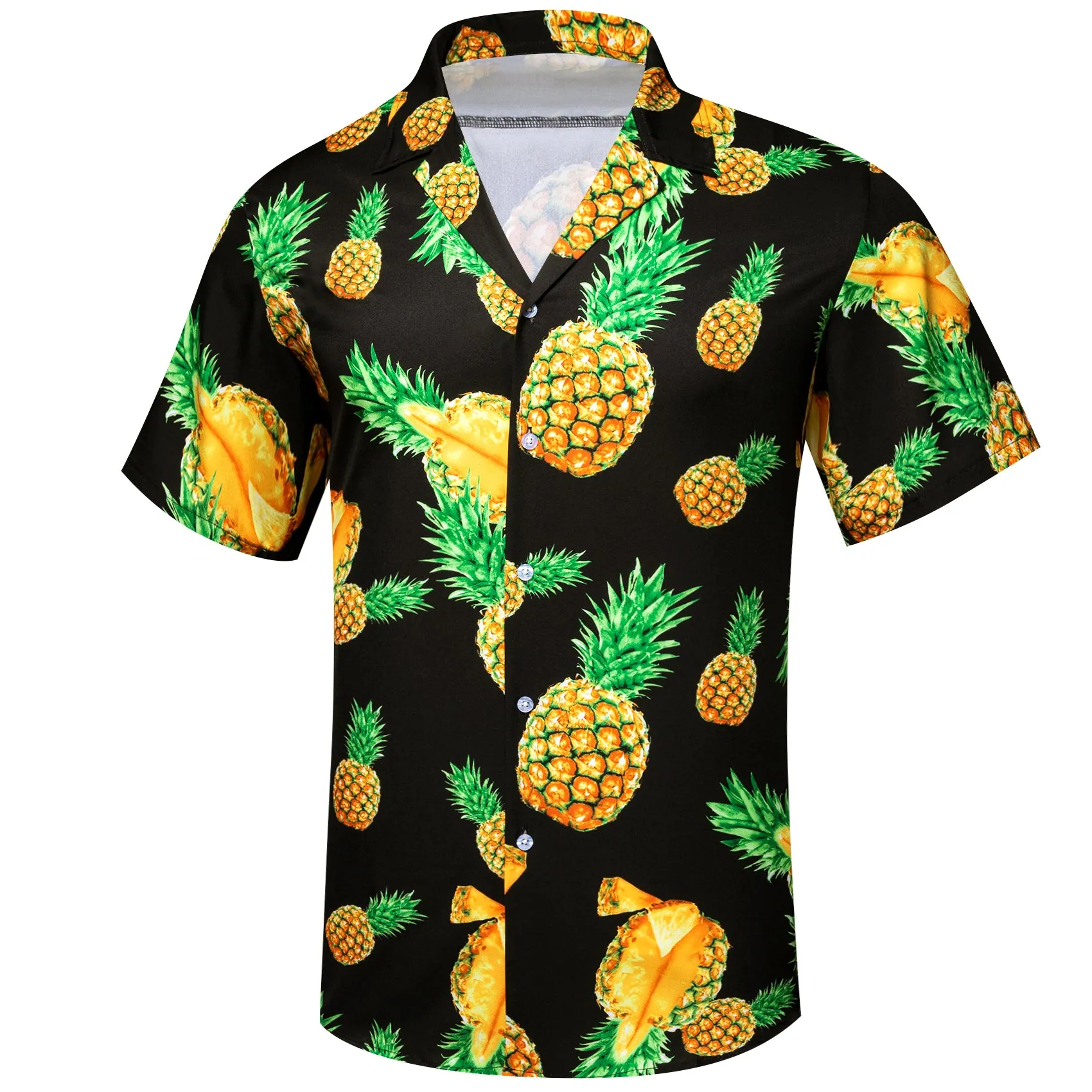 Black Yellow Pineapple Novelty Men's Short Sleeve Summer Shirt