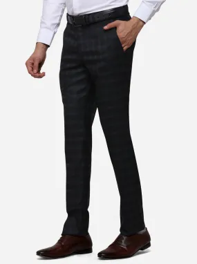 Blue & Black Checked Super Slim Fit Formal Trouser | JB Studio