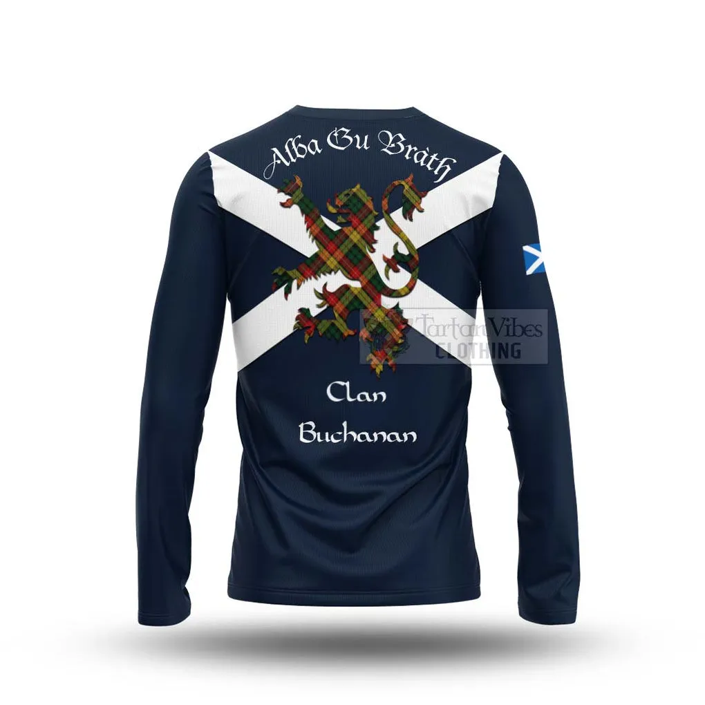 Buchanan Tartan Lion Rampant Long Sleeve T-Shirt  Proudly Display Your Heritage with Alba Gu Brath and Clan Name