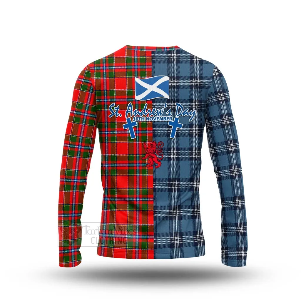 Butter Tartan Long Sleeve T-Shirt Happy St. Andrew's Day Half Tartan Style