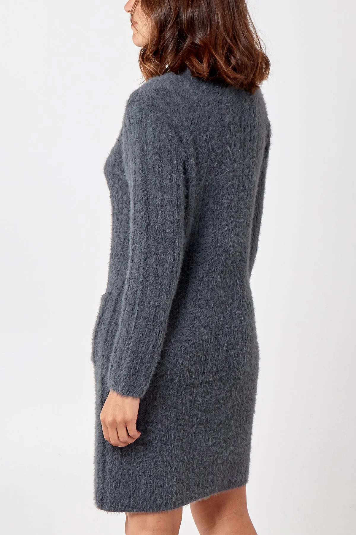 Cable Knit Dress With Front Pockets