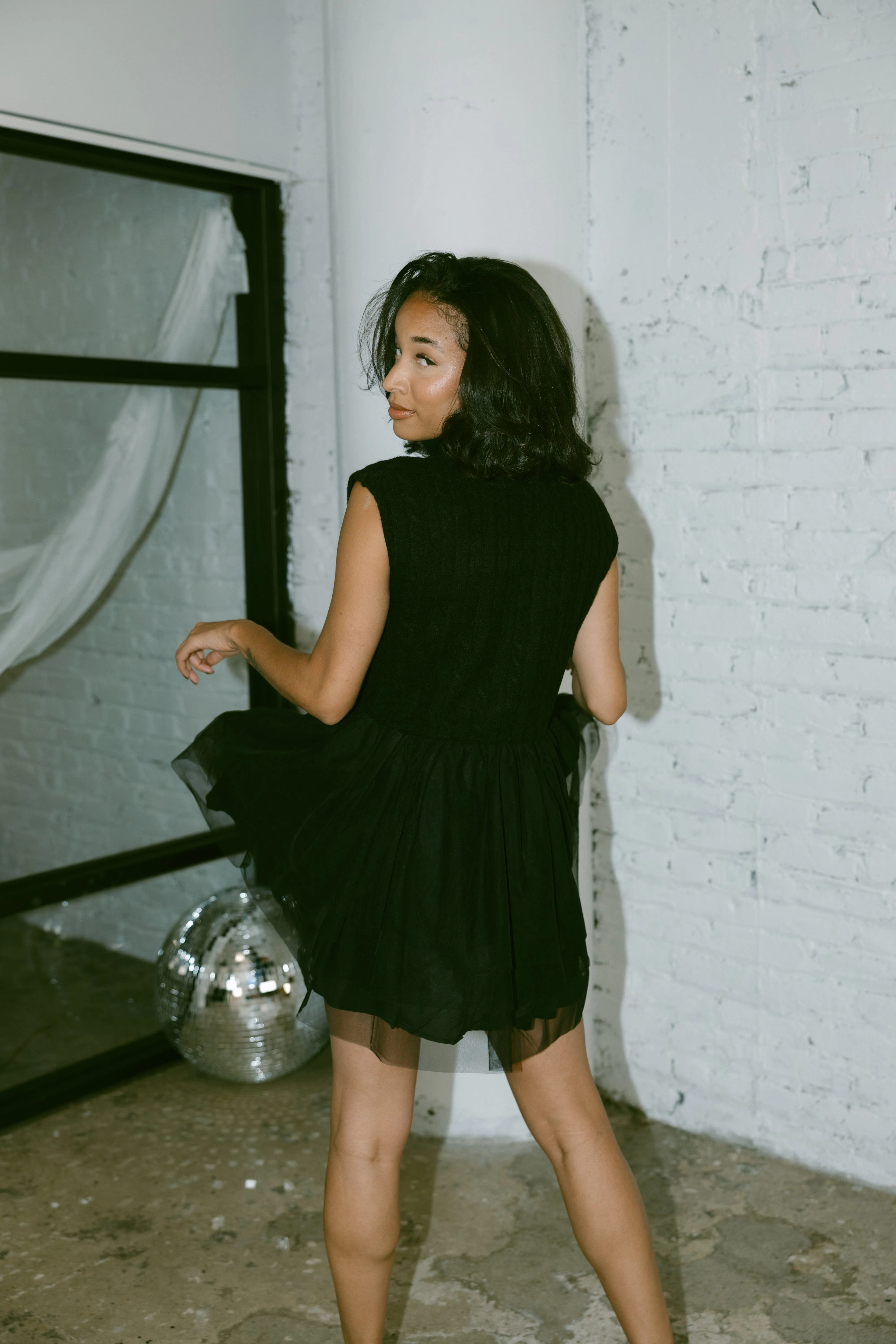 Cable Knit Tulle Dress