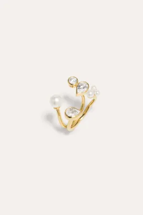 Chasing Shadows - Pearl and Zirconia Gold Vermeil Ring