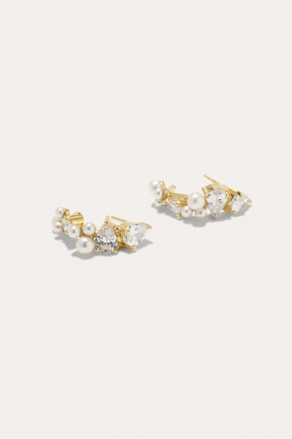 Chasing Shadows - Pearl and Zirconia Gold Vermeil Small Earrings