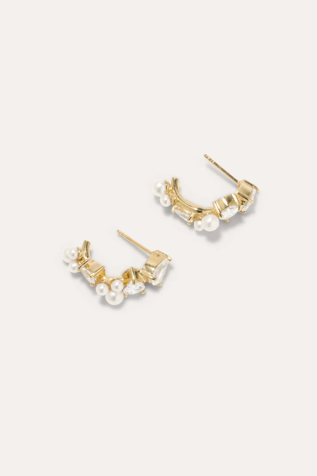 Chasing Shadows - Pearl and Zirconia Gold Vermeil Small Earrings