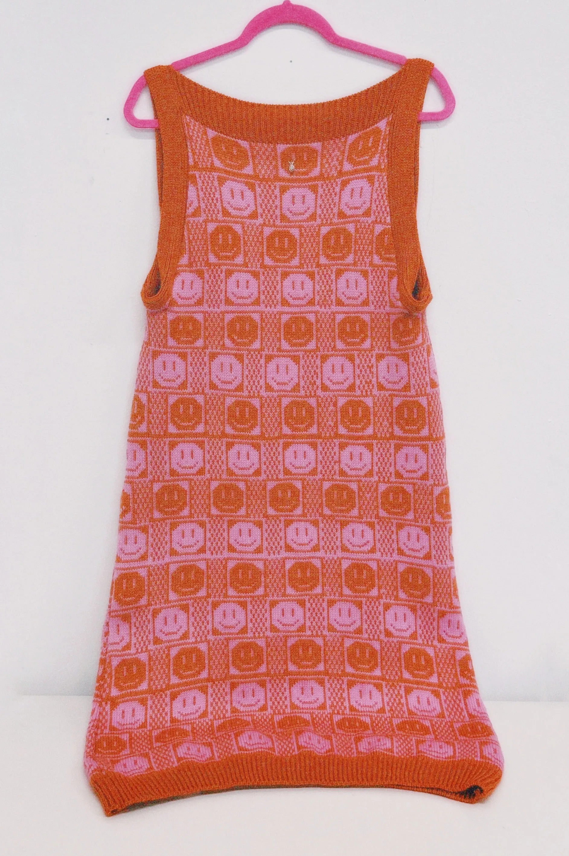 Checkerboard Smiley Midi Dress