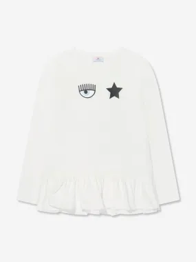 Chiara Ferragni Girls Long Sleeve T-Shirt in White