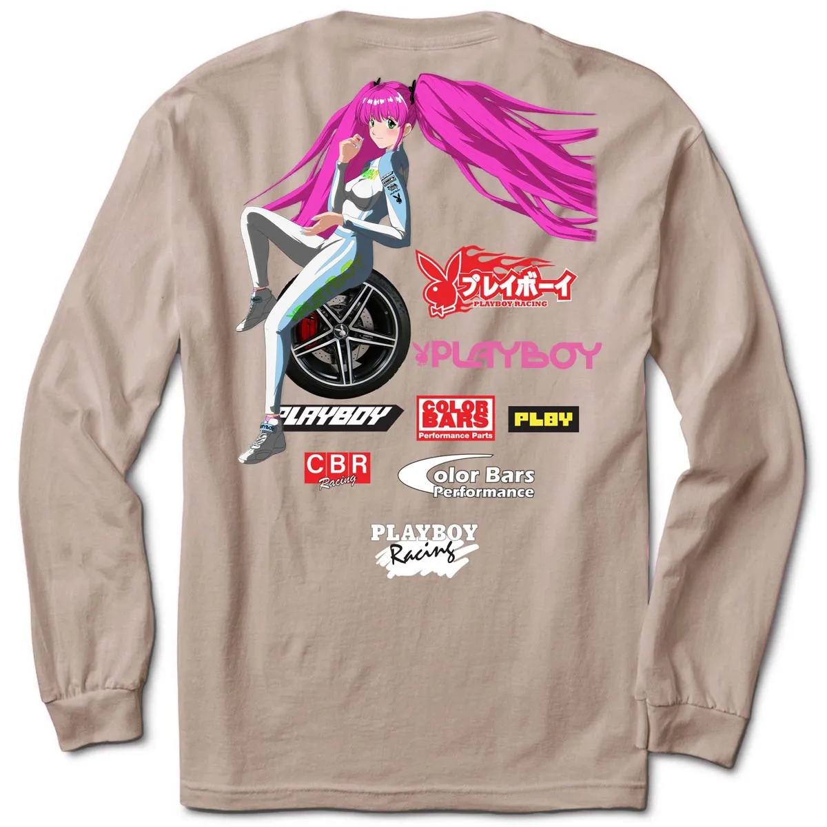 Color Bars x Playboy Sponsors Long Sleeve T-Shirt - Sand