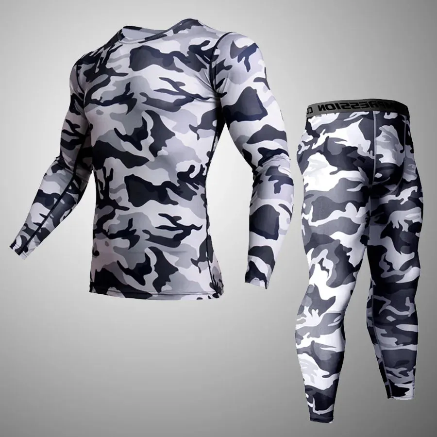 Compression underwear Men's Winter Thermal underwear MMA 3D wolf Bodybuilding T-Shirt Rashgarda leggings 2 piece tracksuit Men