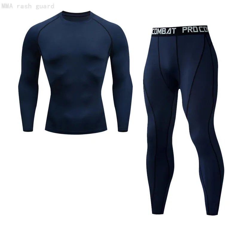 Compression underwear Men's Winter Thermal underwear MMA 3D wolf Bodybuilding T-Shirt Rashgarda leggings 2 piece tracksuit Men