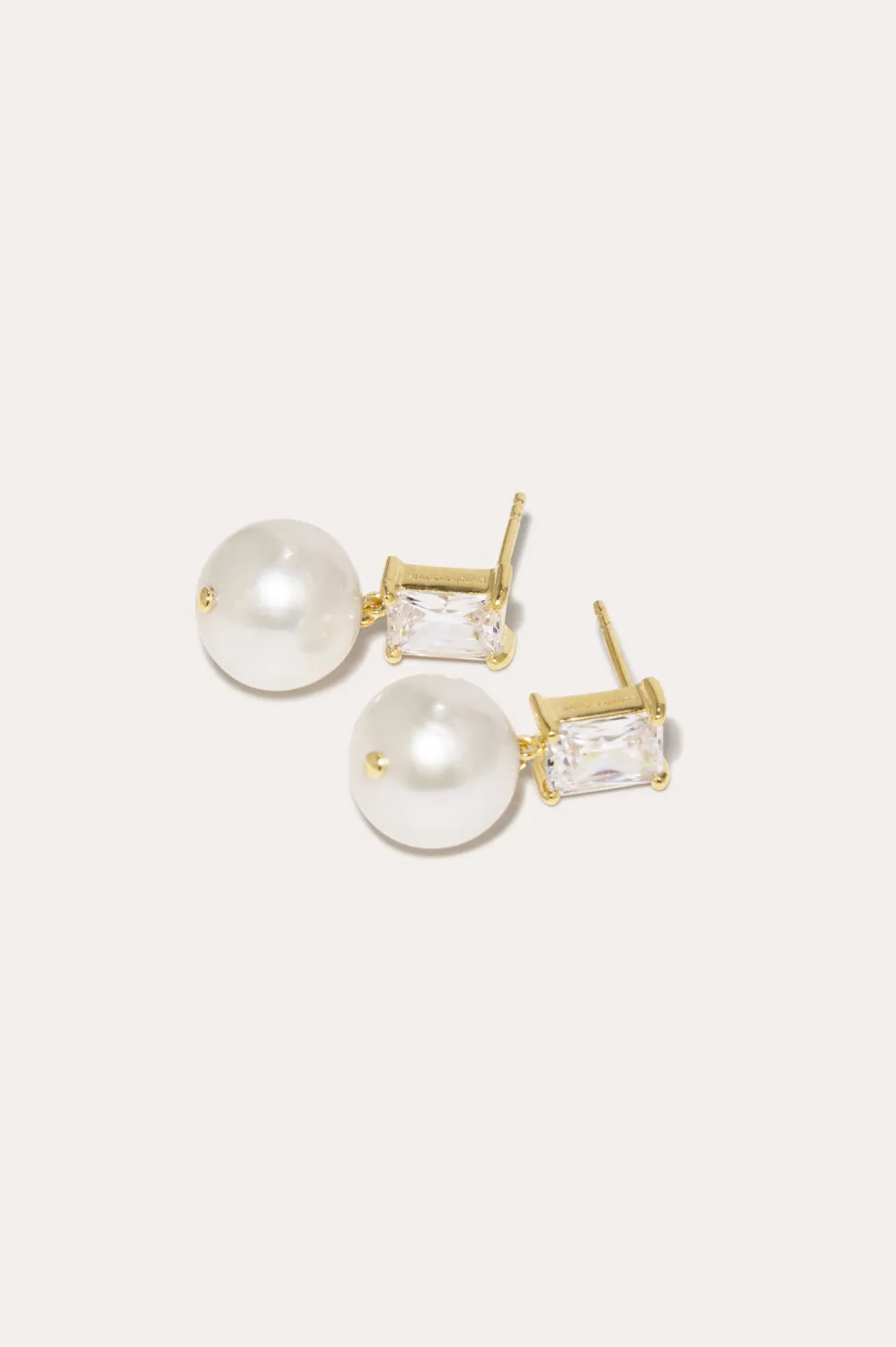 Concurrence - Pearl and Zirconia Recycled Gold Vermeil Earrings