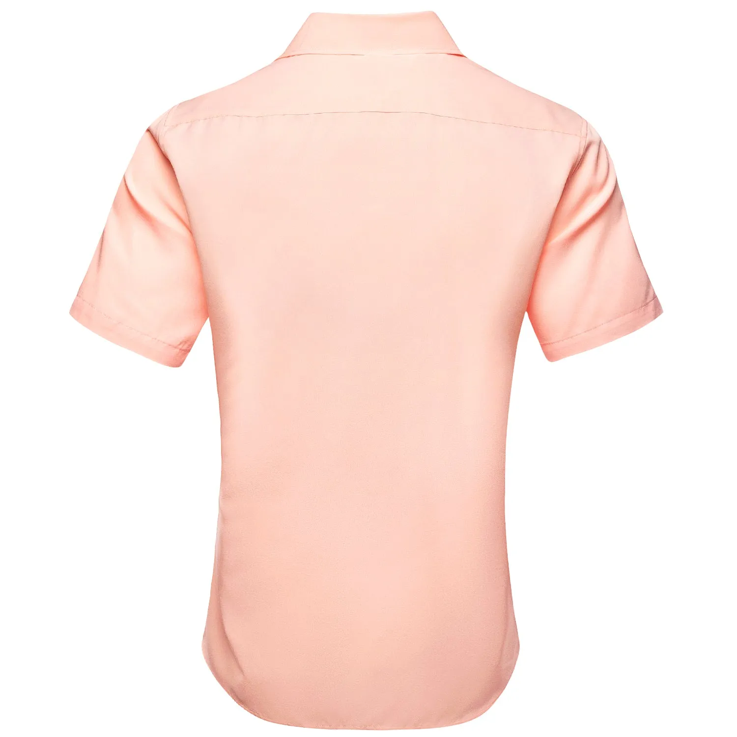 Cream Pink Solid Men's Short Sleeve Shirt