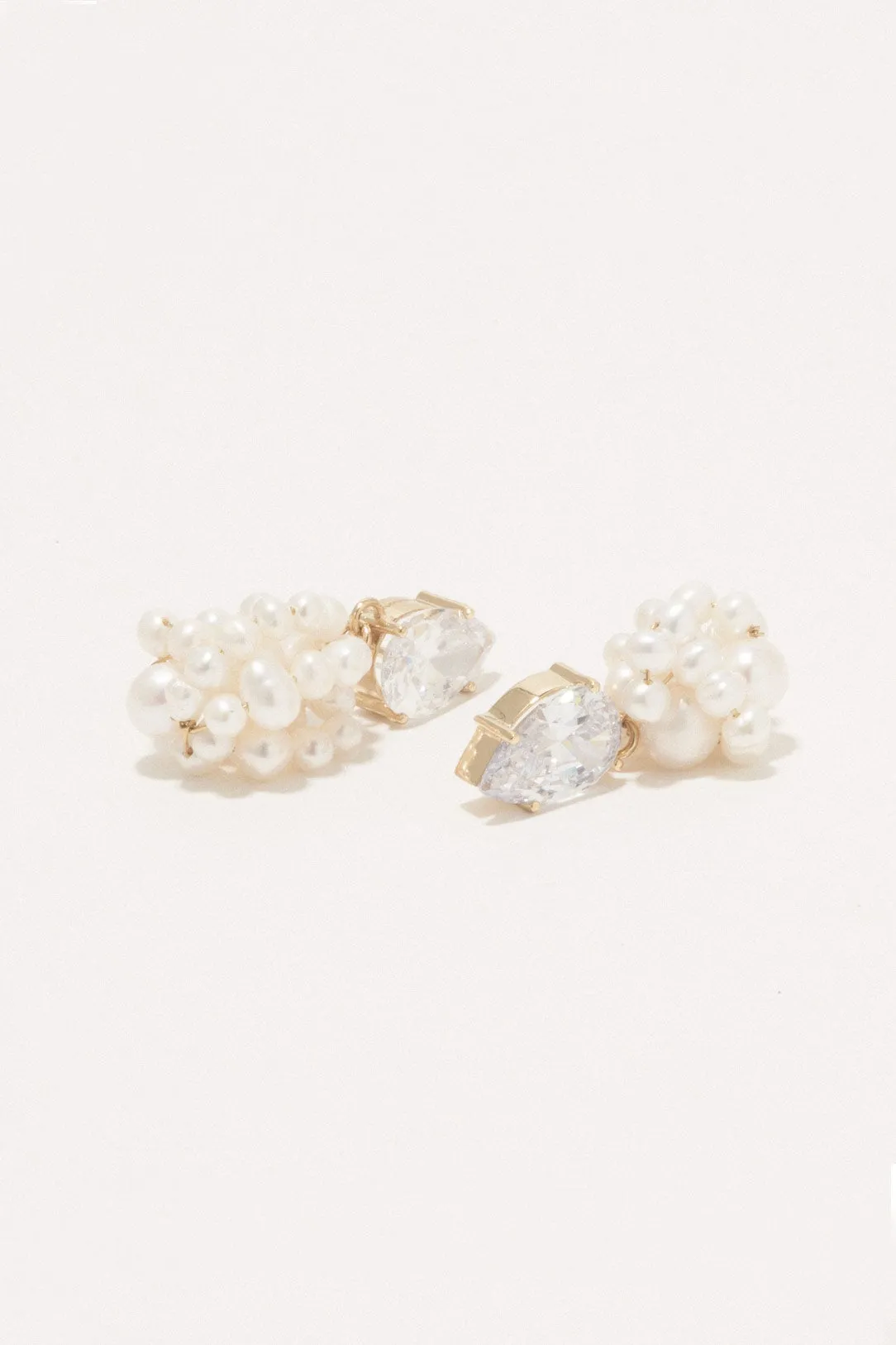 Dark Paradise - Pearl and Zirconia Gold Vermeil Earrings