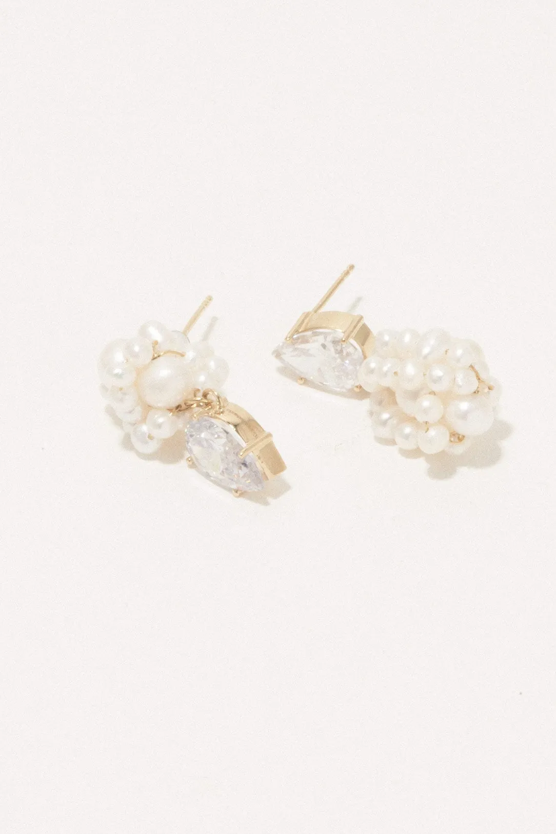 Dark Paradise - Pearl and Zirconia Gold Vermeil Earrings