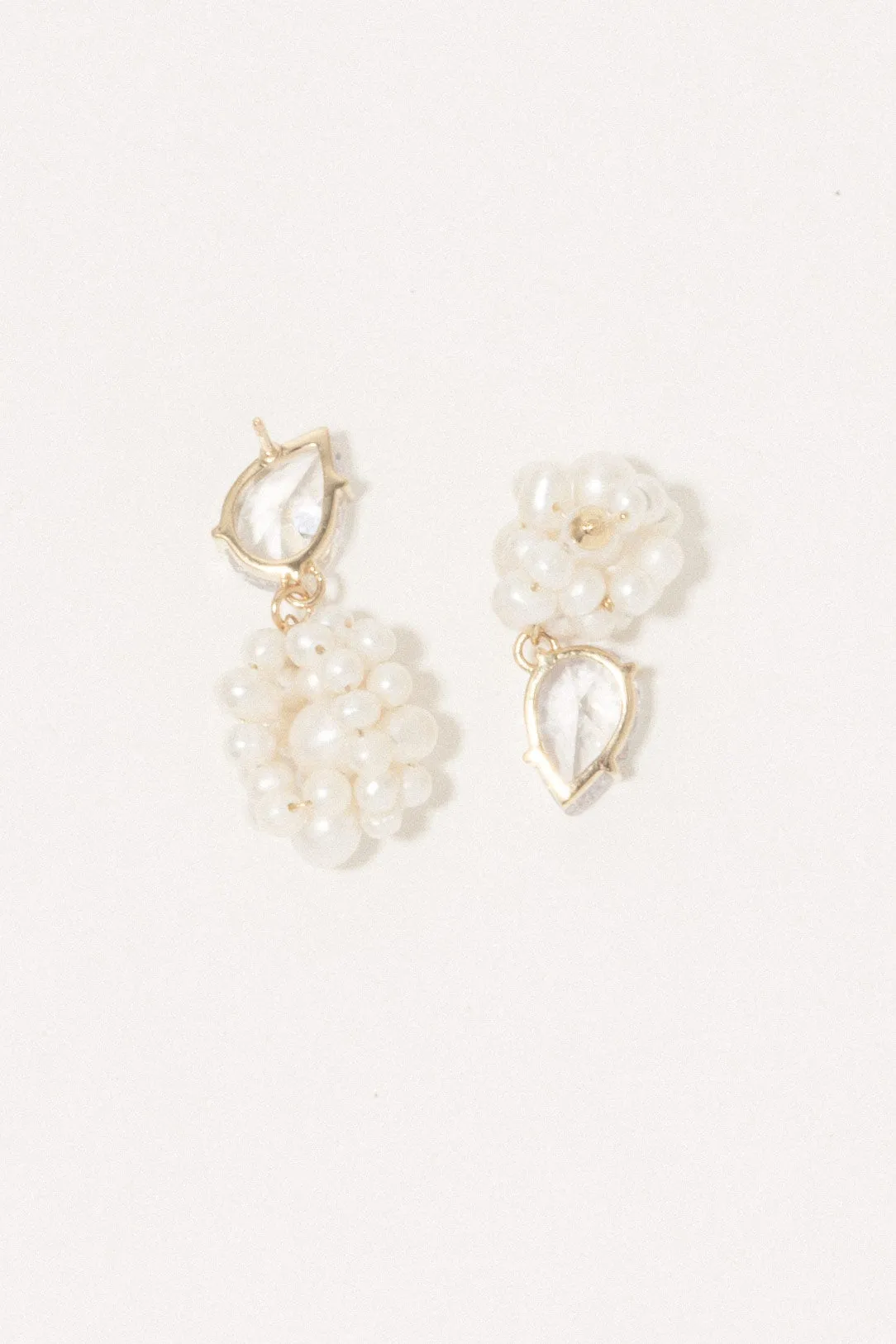 Dark Paradise - Pearl and Zirconia Gold Vermeil Earrings