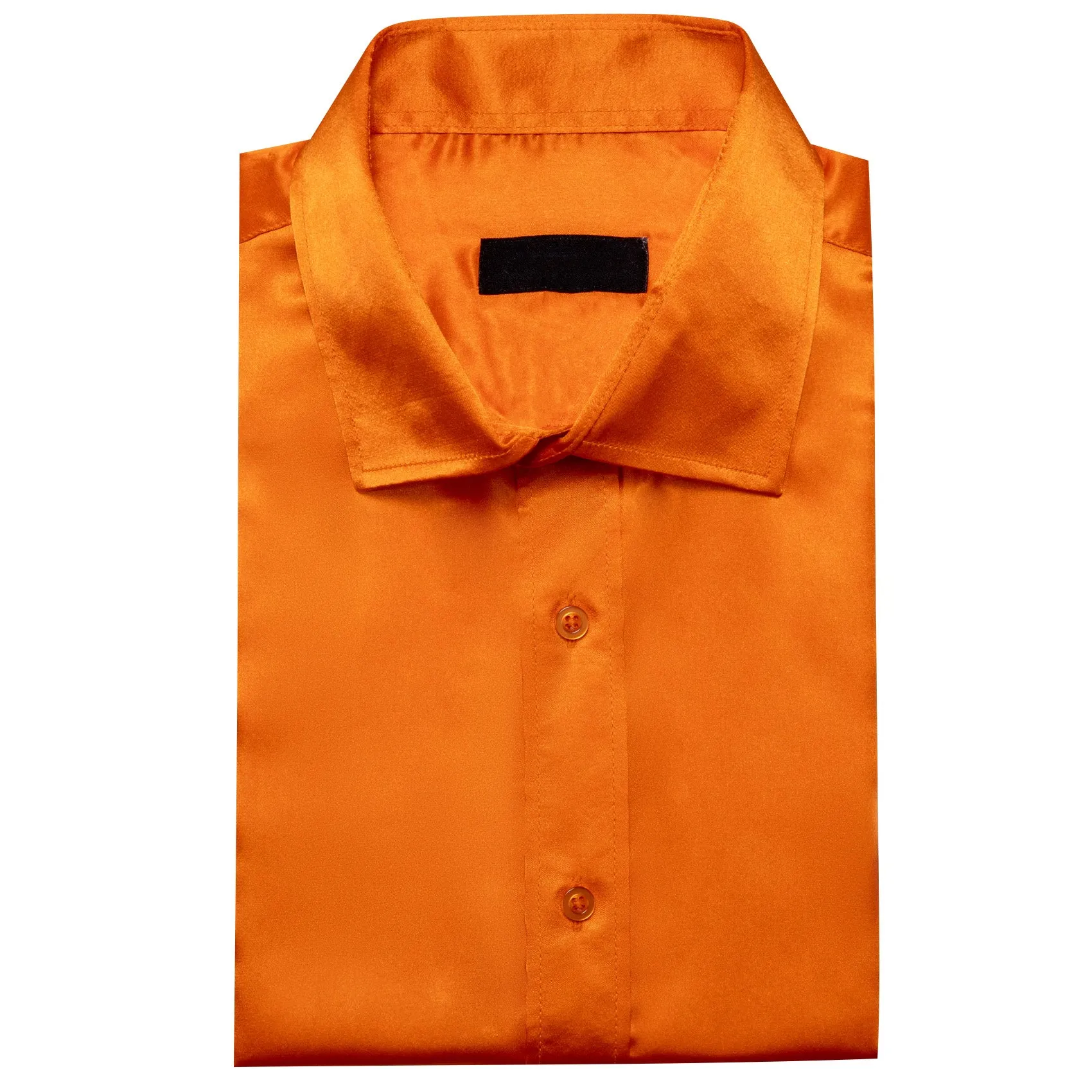 DarkOrange Solid Silk Men's Long Sleeve Shirt