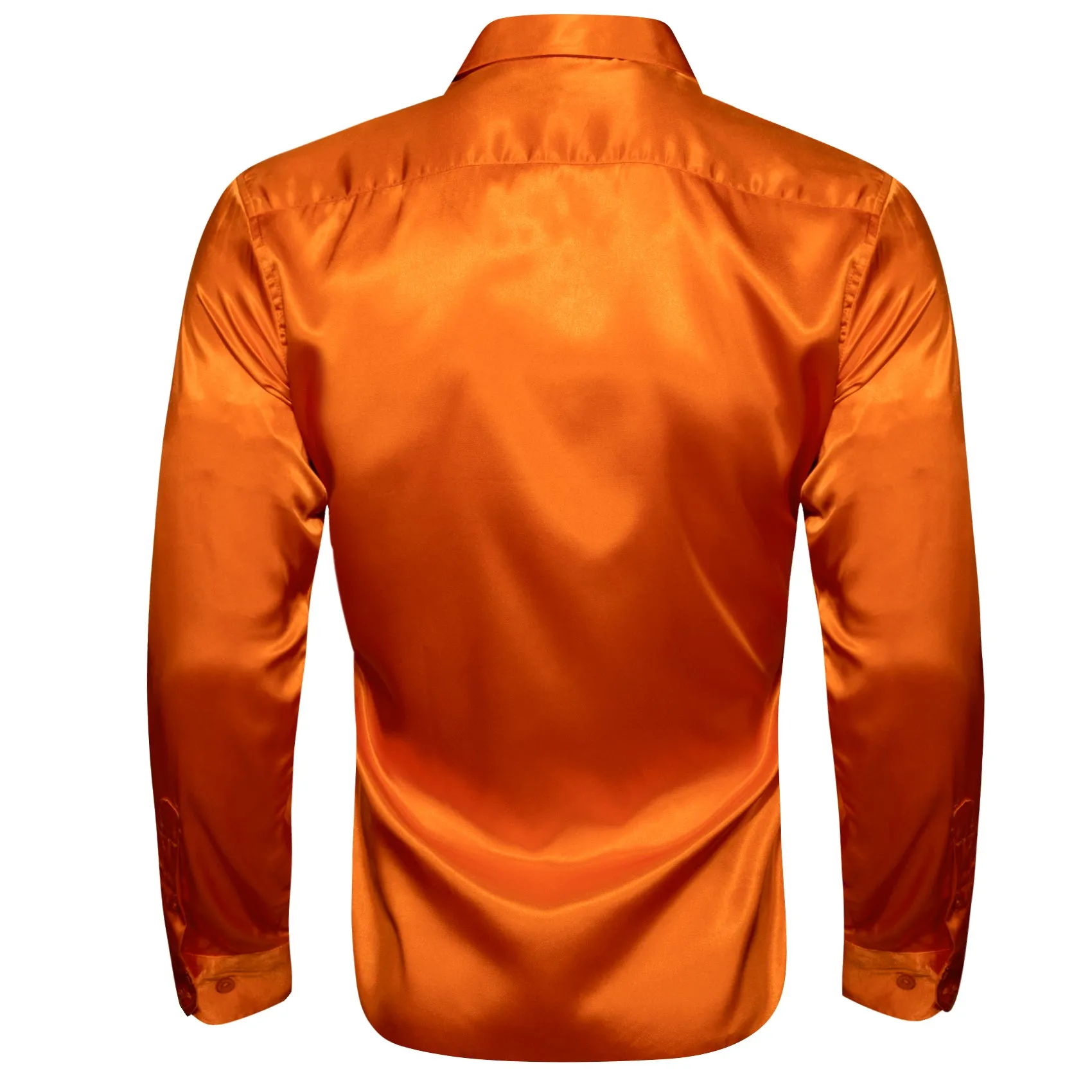 DarkOrange Solid Silk Men's Long Sleeve Shirt