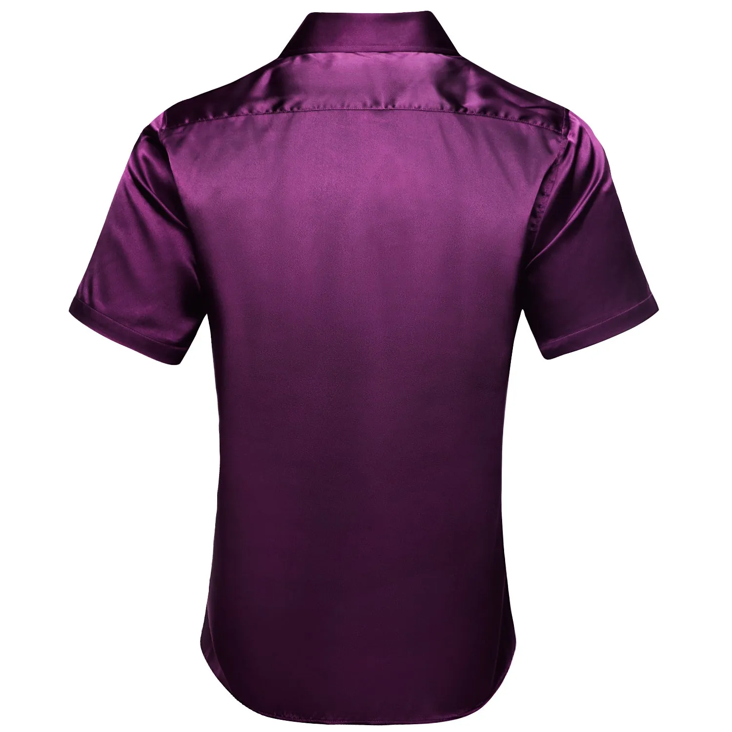 Deep Purple Solid Satin Men's Short Sleeve Shirt