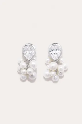 Destiny - Pearl and Zirconia Recycled Silver Earrings