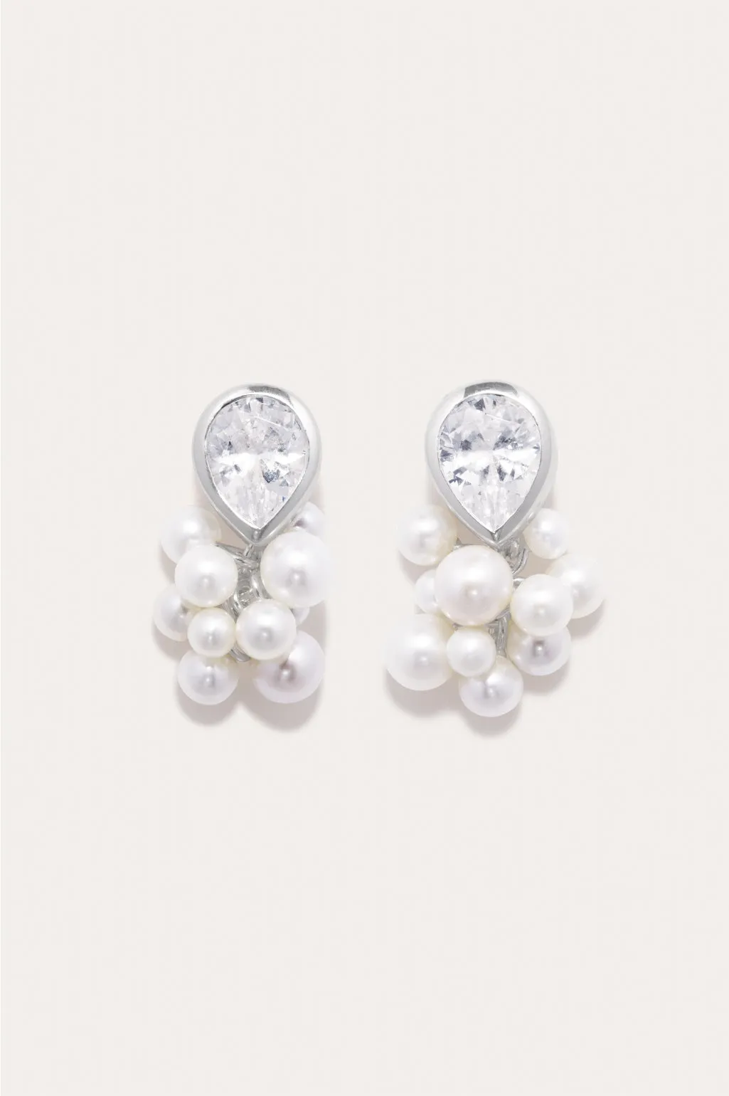 Destiny - Pearl and Zirconia Recycled Silver Earrings