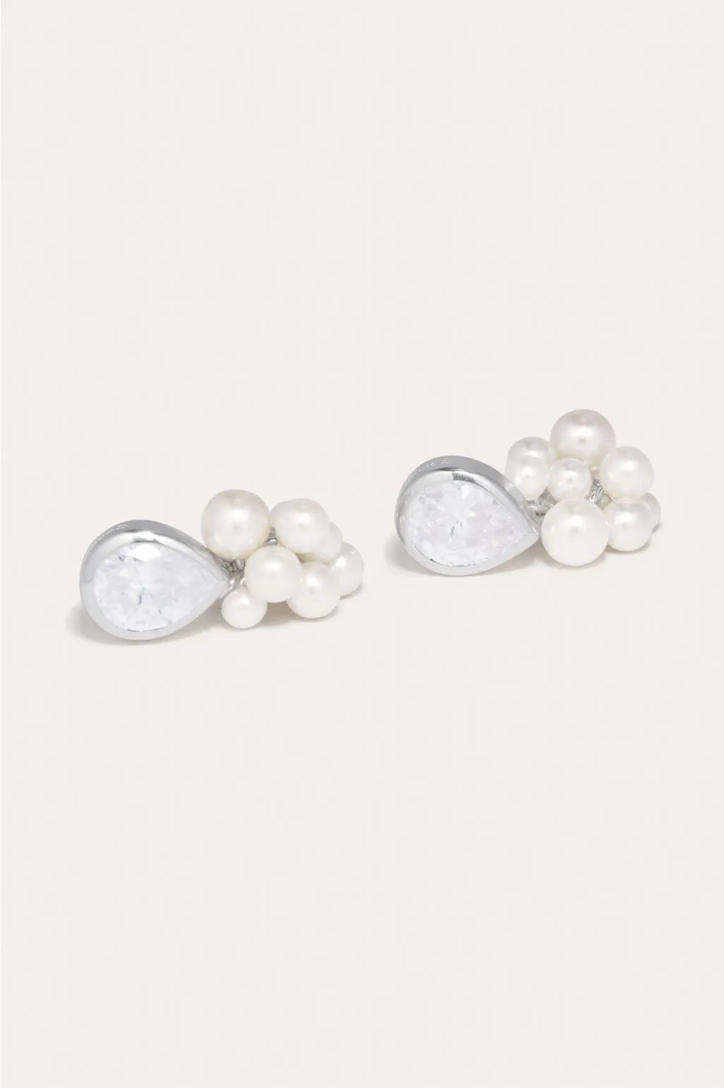 Destiny - Pearl and Zirconia Recycled Silver Earrings