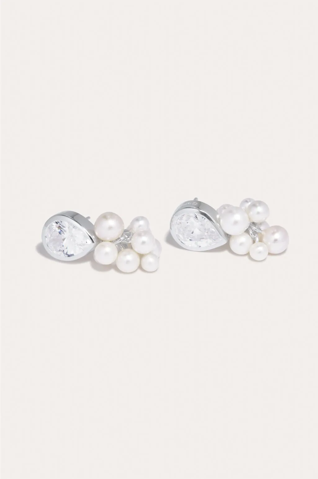 Destiny - Pearl and Zirconia Recycled Silver Earrings