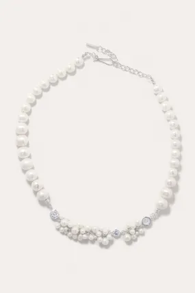 Destiny - Pearl and Zirconia Recycled Silver Necklace