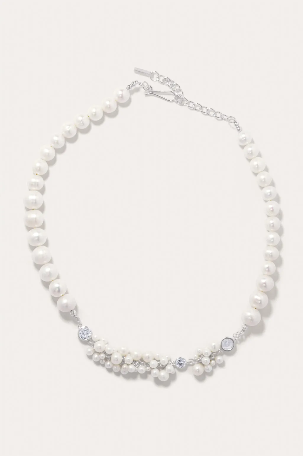 Destiny - Pearl and Zirconia Recycled Silver Necklace