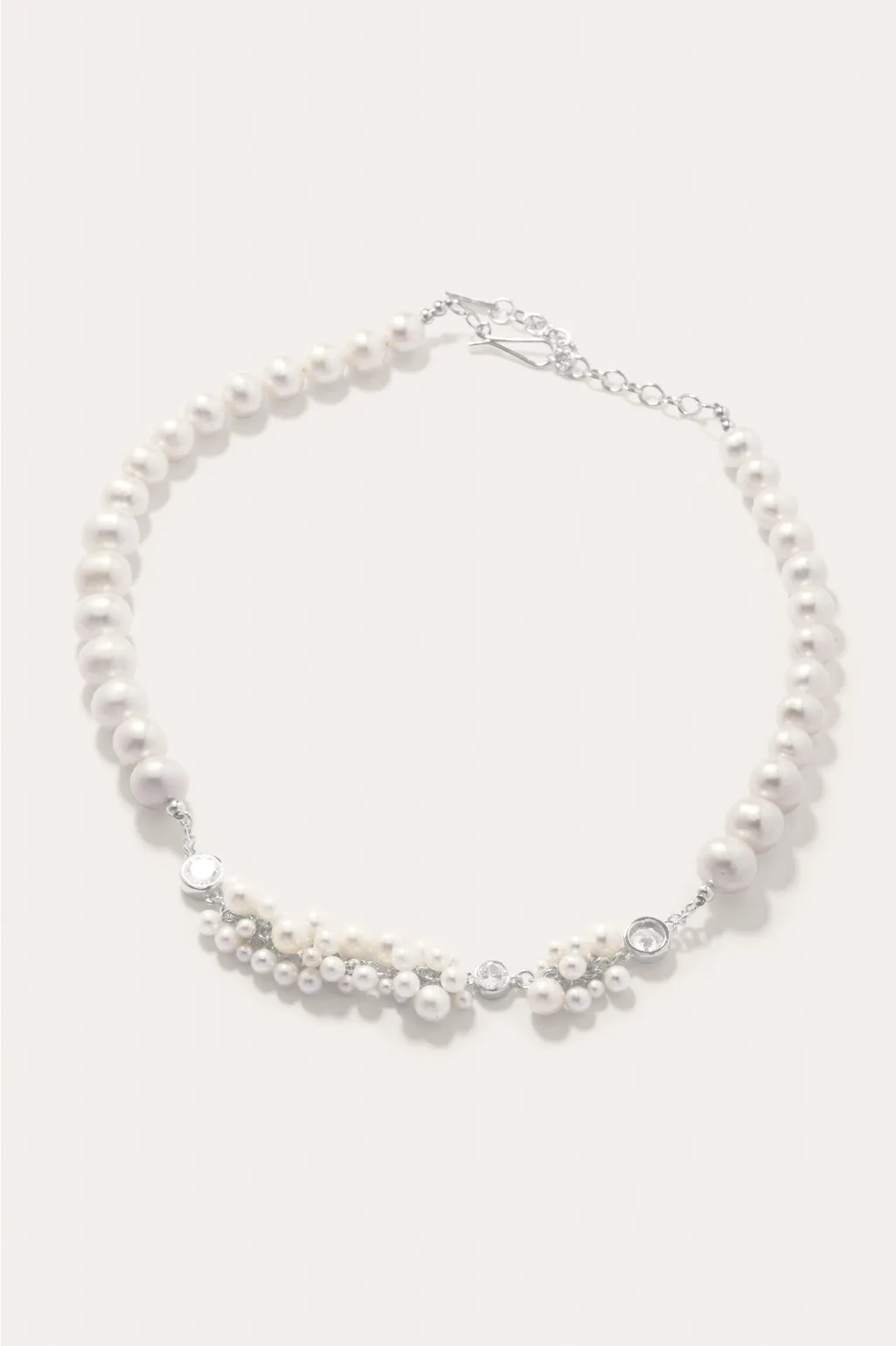 Destiny - Pearl and Zirconia Recycled Silver Necklace