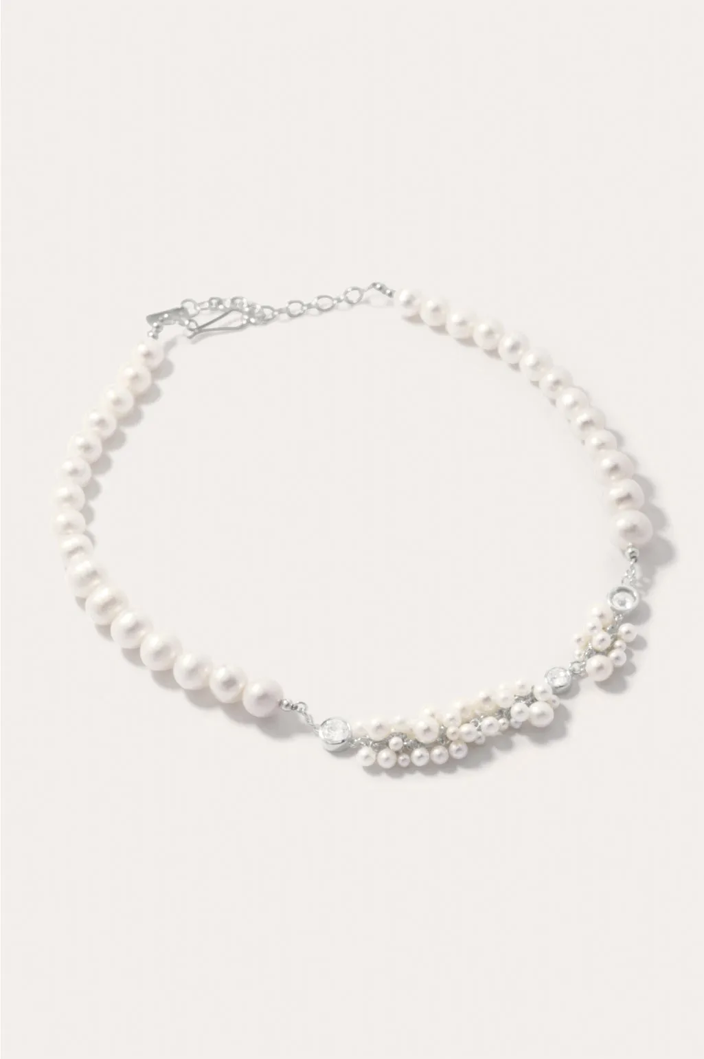 Destiny - Pearl and Zirconia Recycled Silver Necklace