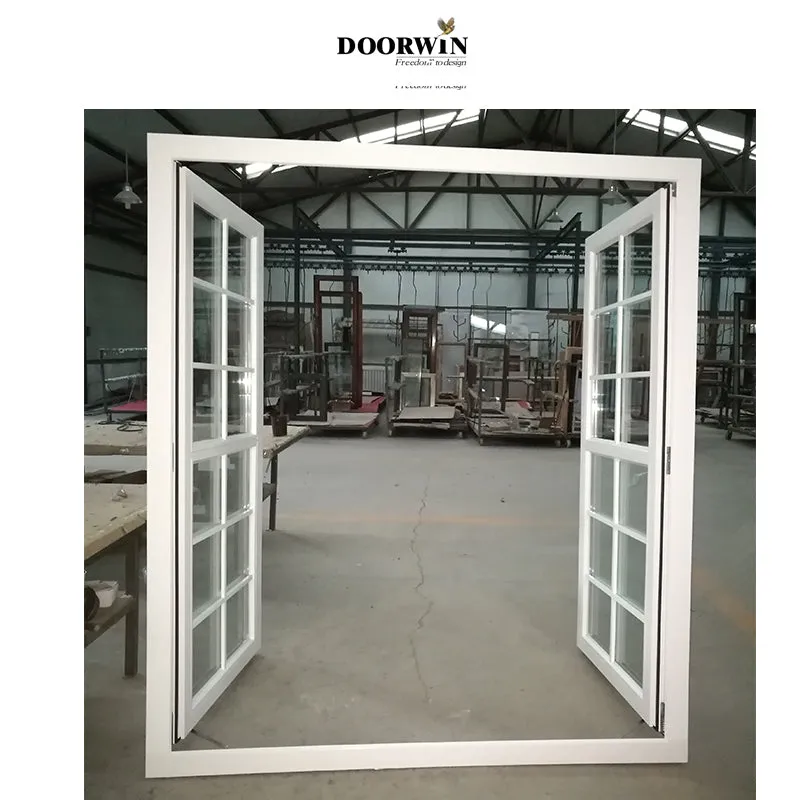 Doorwin 2021Fashion insulated divided lite glass white color wood windows home door window for cheap design house wooden style