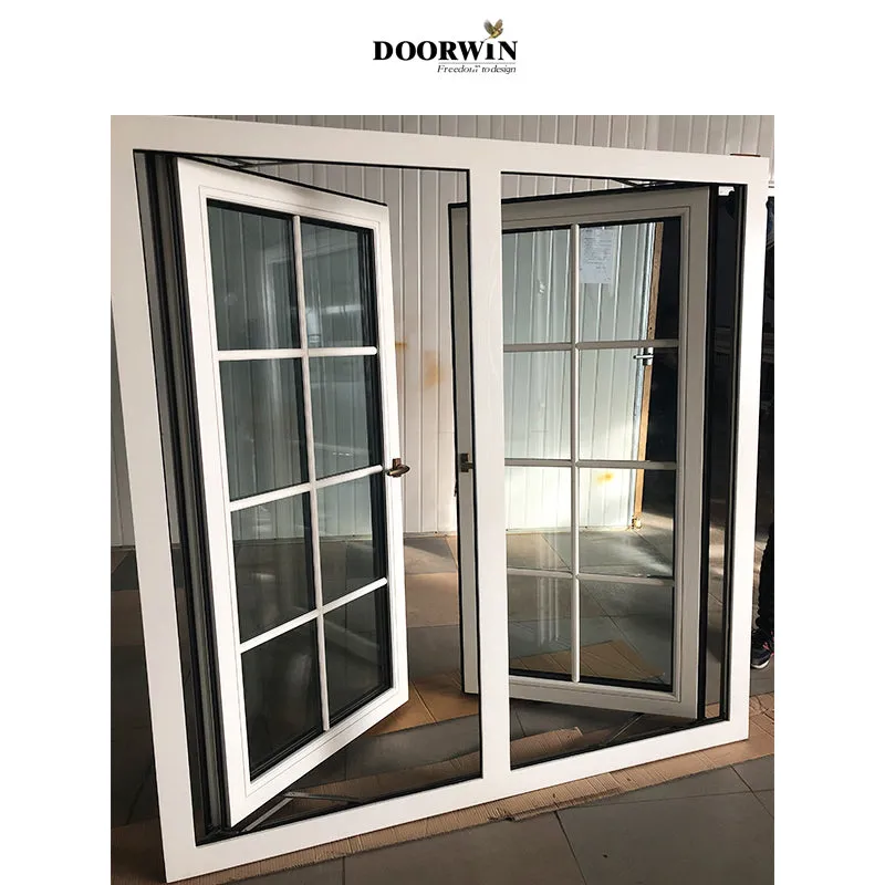 Doorwin 2021Fashion insulated divided lite glass white color wood windows home door window for cheap design house wooden style