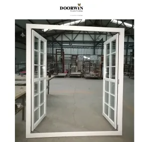 Doorwin 2021Fashion insulated divided lite glass white color wood windows home door window for cheap design house wooden style