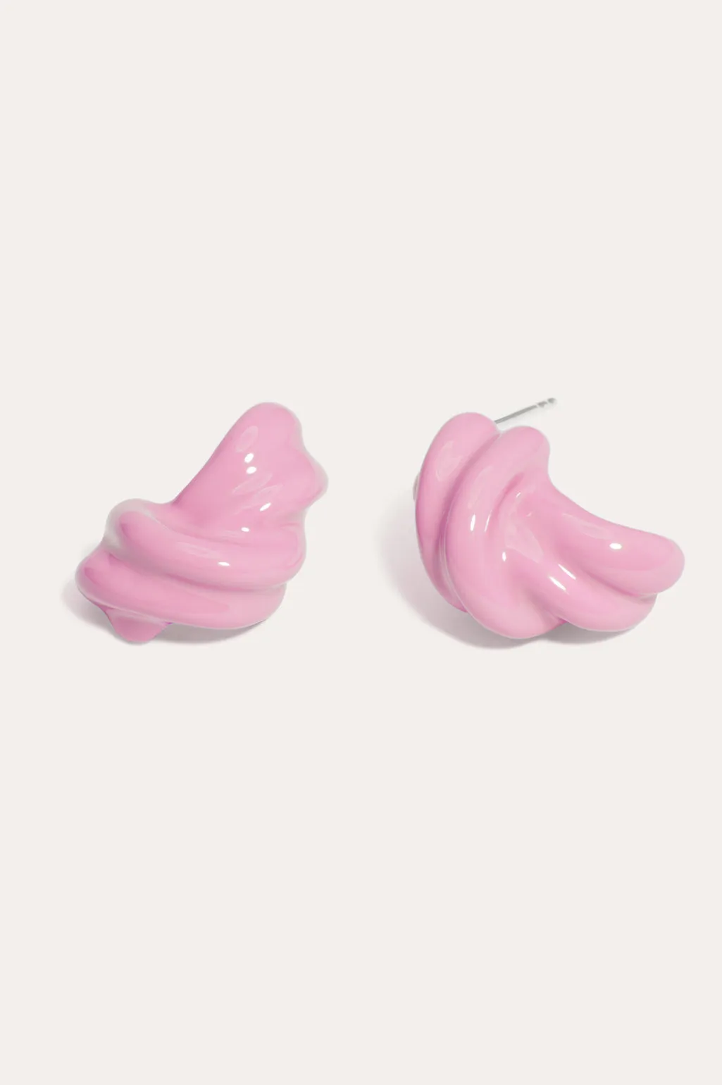 E03 - Pink Enamel and Recycled Silver Earrings