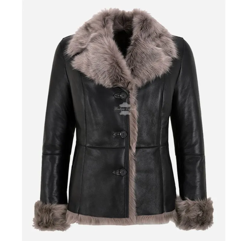 Elsie Ladies Sheepskin Toscana Jacket with Natural Fur Winter Jacket