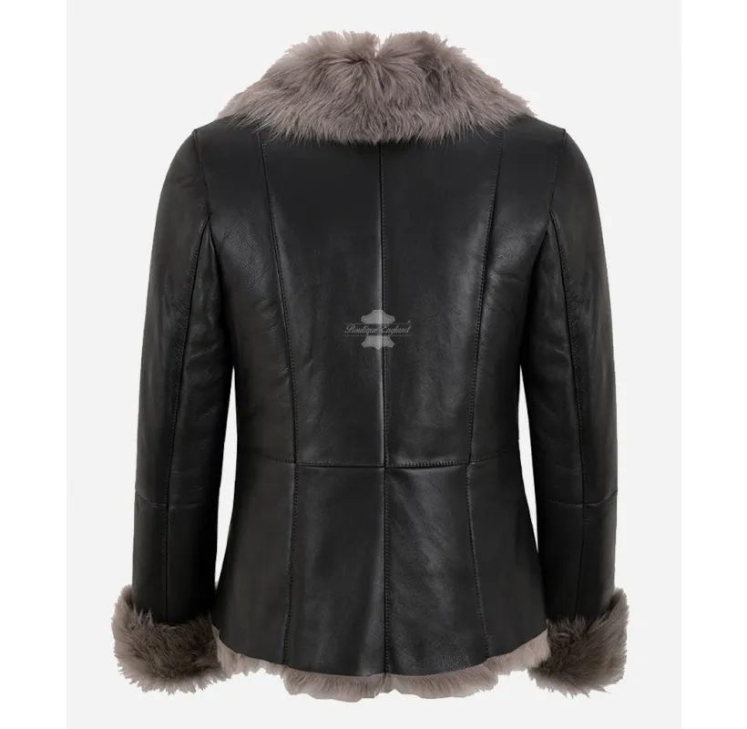 Elsie Ladies Sheepskin Toscana Jacket with Natural Fur Winter Jacket