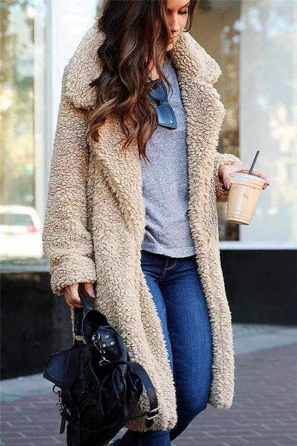 elveswallet Feeling of Warmth Faux Fur Longline Coat