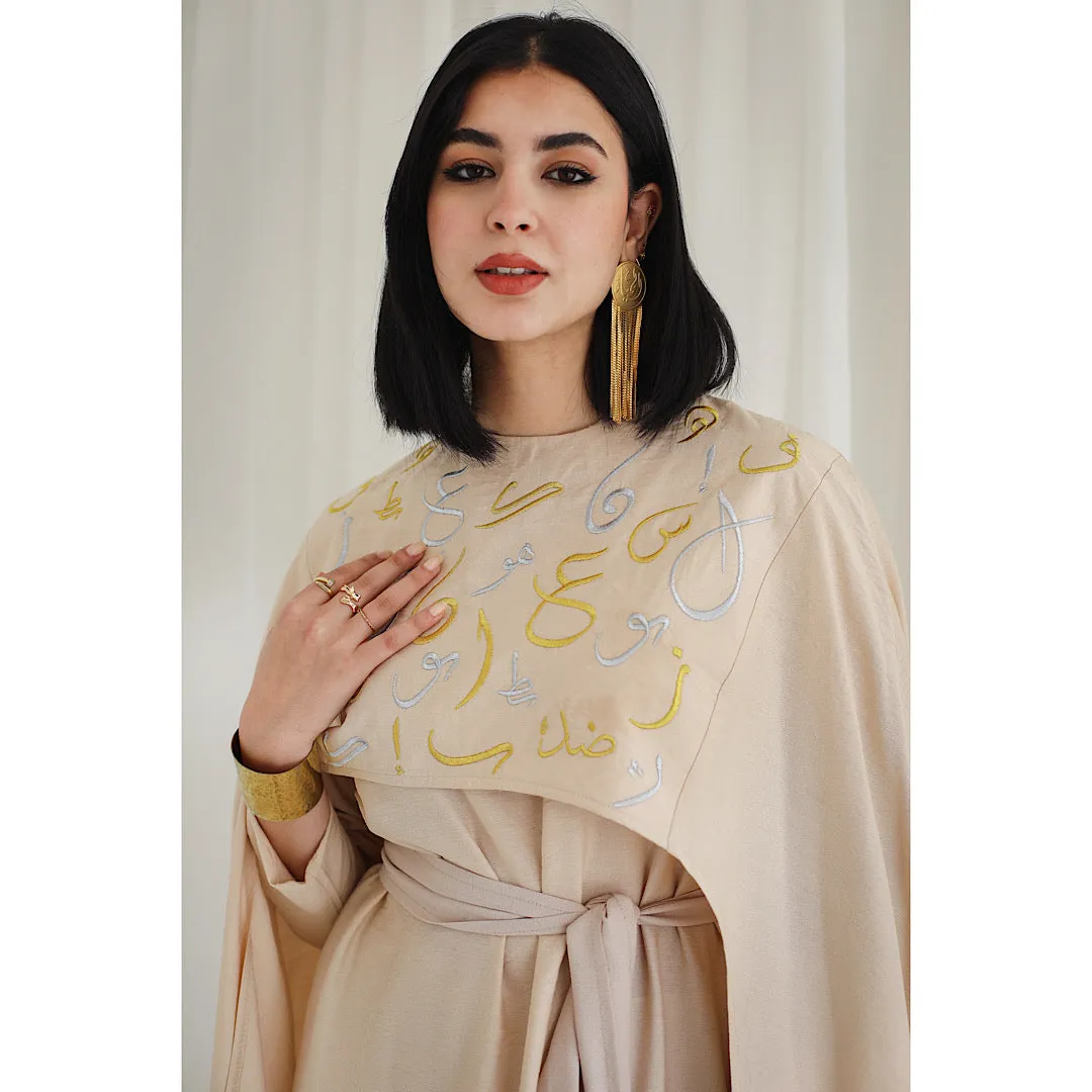 Embroidered cape dress kaftan