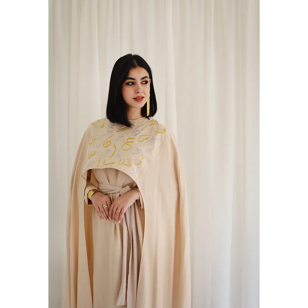 Embroidered cape dress kaftan