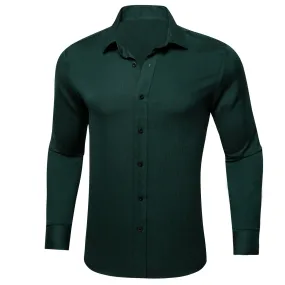 Emerald Green Solid Men's Long Sleeve Casual Shirt